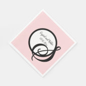 Gepersonaliseerd zwart roze monogram papier servet (Hoek)