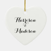 Gepersonaliseerd zwart script Koppelnaam koppelen Keramisch Ornament (Achterkant)
