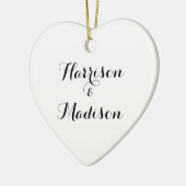 Gepersonaliseerd zwart script Koppelnaam koppelen Keramisch Ornament (Links)