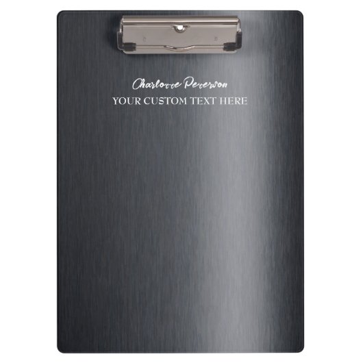 Gepersonaliseerd zwart steenkoolmetaal klembord (Voorkant)