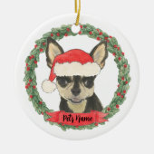 Gepersonaliseerd zwart & Tan Chihuahua Keramisch Ornament (Voorkant)