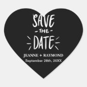 Gepersonaliseerd Zwart Typografie Bruiloft Save th Hart Sticker (Voorkant)