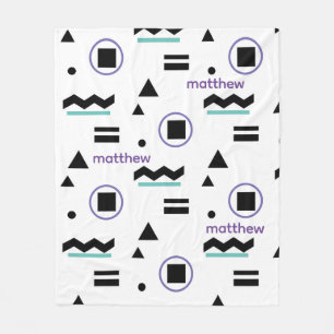 Gepersonaliseerd Zwart Wit Blauw Paarse Abstract Fleece Deken
