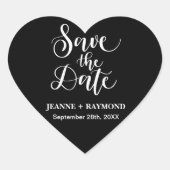 Gepersonaliseerd Zwart-wit bruiloft Save The Date Hart Sticker (Voorkant)