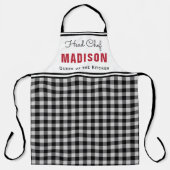 Gepersonaliseerd zwart-wit buffel speldenmonogram schort (Voorkant)