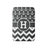 Gepersonaliseerd zwart wit Chevron Anchors Pattern Badmat (Voorkant Verticaal)