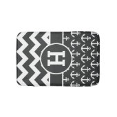 Gepersonaliseerd zwart wit Chevron Anchors Pattern Badmat (Voorkant)