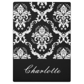 Gepersonaliseerd zwart-wit Damaspatroon Klembord (Achterkant)
