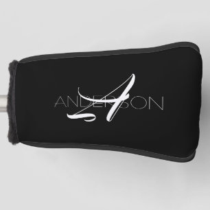Gepersonaliseerd zwart wit eenvoudig modern golfheadcover