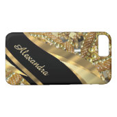 Gepersonaliseerd zwart-wit en goudverven Case-Mate iPhone case (Achterkant (Horizontaal))
