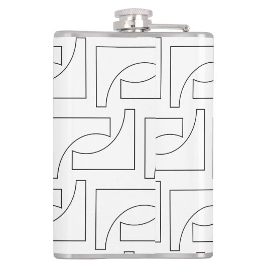 Gepersonaliseerd zwart-wit geometrisch patroon heupfles (Achterkant)