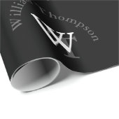 Gepersonaliseerd zwart/wit inpakpapier - monogram (Rol Hoek)