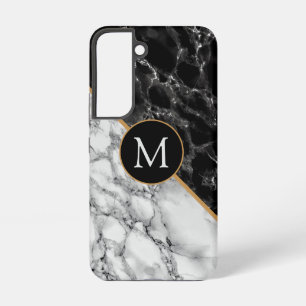 Gepersonaliseerd zwart wit marmer samsung galaxy hoesje