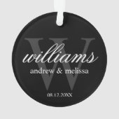 Gepersonaliseerd zwart-wit monogram ornament (achterkant)