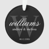 Gepersonaliseerd zwart-wit monogram ornament (voorkant)