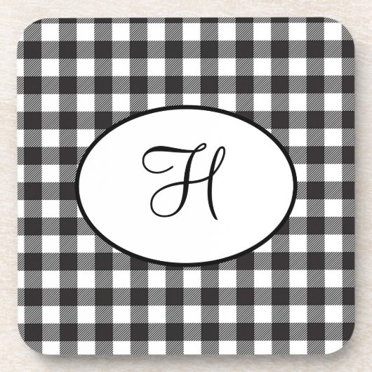 Gepersonaliseerd zwart-wit monogrammen bier onderzetter (Voorkant)