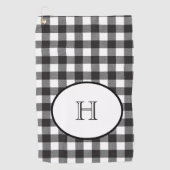 Gepersonaliseerd zwart-wit monogrammen golfhanddoek (Voorkant)