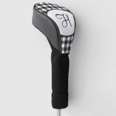 Gepersonaliseerd zwart-wit monogrammen golfheadcover (Schuin)