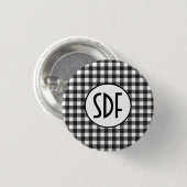 Gepersonaliseerd zwart-wit monogrammen ronde button 3,2 cm (Voorkant /achterkant)