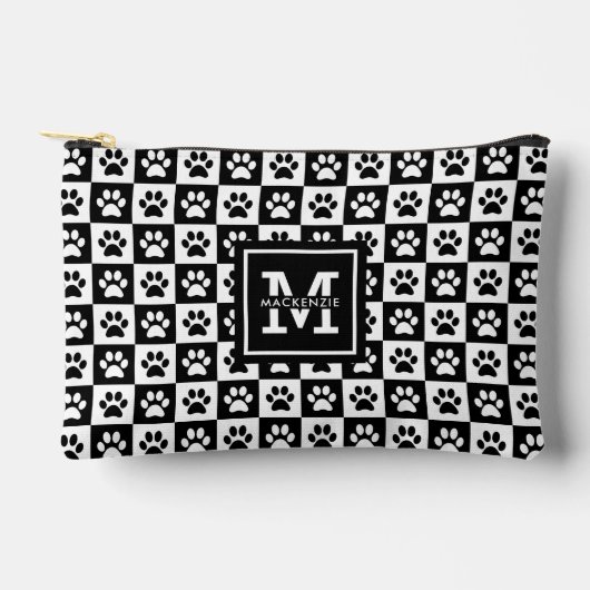 Gepersonaliseerd zwart-wit paw print patroon etui (Voorkant)
