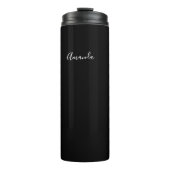 Gepersonaliseerd zwart-wit script chic thermosbeker (Voorkant)