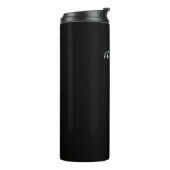 Gepersonaliseerd zwart-wit script chic thermosbeker (Gedraaid links)