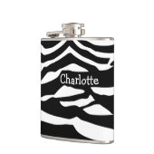 Gepersonaliseerd zwart-wit zebrapatroon heupfles (Links)