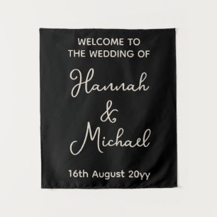 Gepersonaliseerd Zwart Zand Welkom bij Wedding Fab Wandkleed