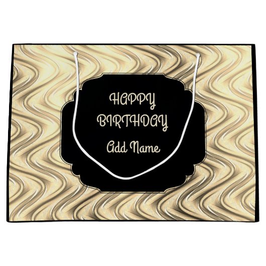 Gepersonaliseerd Zwarte en Goud Groot Cadeauzakje (Voorkant)