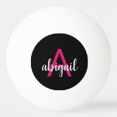 Gepersonaliseerd zwarte warmroze moderne monogram pingpongballen (Voorkant)