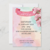 Gepersonaliseerde 첫돌 eerste verjaardag roze uitnod kaart (Achterkant)