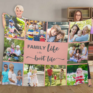 Gepersonaliseerde 10 foto collage familie leven Ro Fleece Deken
