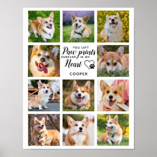 Gepersonaliseerde 11 foto's voor Pet Memorial Paw Poster