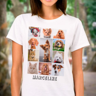 Gepersonaliseerde 11 huisdier foto collage raster t-shirt