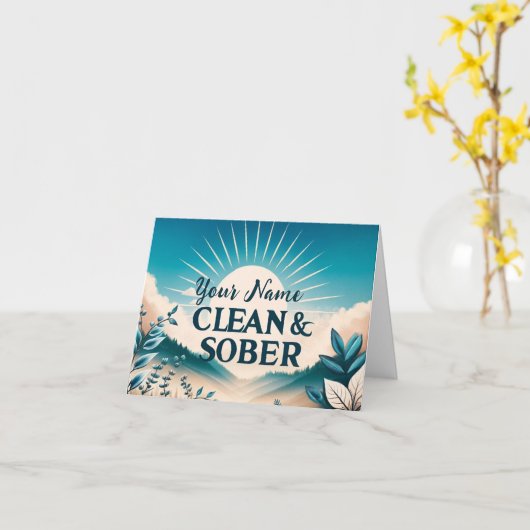 Gepersonaliseerde 12 Stap Clean & Sober Sobriety K Kaart (Gele Bloem)