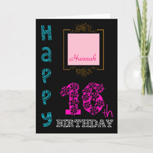 Gepersonaliseerde 16e verjaardag Girly Wenskaart Kaart