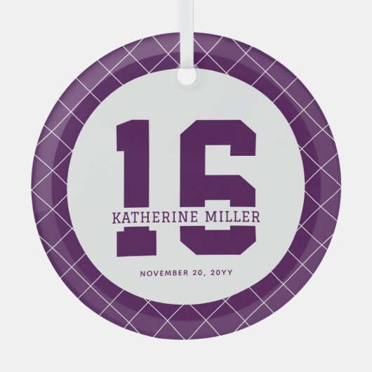 Gepersonaliseerde 16e verjaardag Modern en Elegant Glas Ornament (Voorkant)