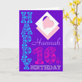 Gepersonaliseerde 16e Verjaardag Paarse Groet C Kaart (Gele Bloem)