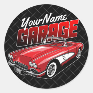 Gepersonaliseerde 1961 C1 Red Classic sportwagen G Ronde Sticker