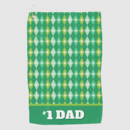 Gepersonaliseerde #1 Papa Groene Kerstmis Golf Bal Golfhanddoek