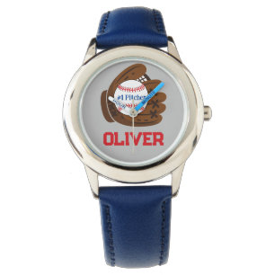 Gepersonaliseerde #1 Pitcher Boy's Baseball Horloge