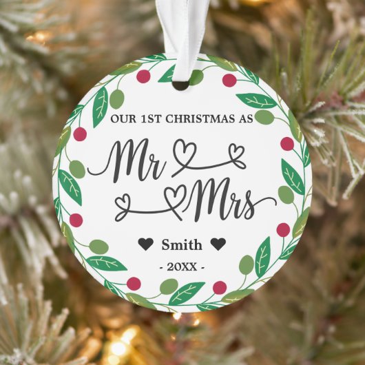 Gepersonaliseerde 1e Kerstmis als Mr & Mrs Foto Ornament (Boom)