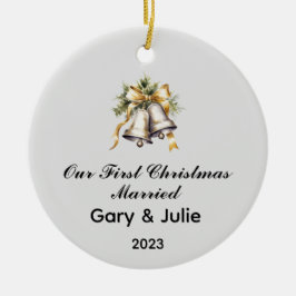 Gepersonaliseerde 1e Kerstmis Getrouwd Keepsake Keramisch Ornament