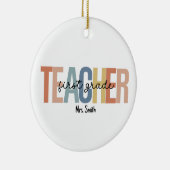 Gepersonaliseerde 1e klas leraar kerst keramisch ornament (Rechts)