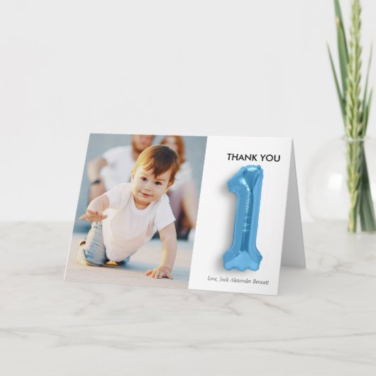 Gepersonaliseerde 1e verjaardag bedankkaart (Voorkant)