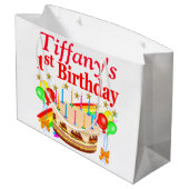 GEPERSONALISEERDE 1E VERJAARDAG FEEST CADEAU TAS LARGE CADEAUZAKJE (Achterkant Gekanteld)