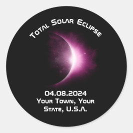 Gepersonaliseerde 2024 Solar Eclipse Pin Back Souv Ronde Sticker
