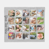 Gepersonaliseerde 20 Photo Collage Script Grijs Li Fleece Deken (Voorkant (Horizontaal))