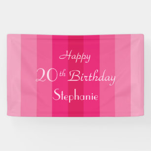 Gepersonaliseerde 20e 25e verjaardag Sign. Pink St Spandoek