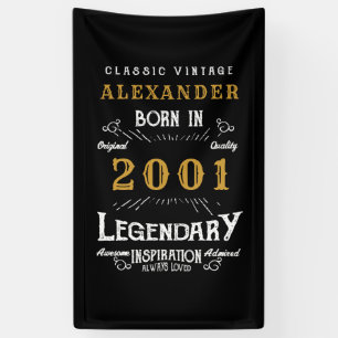 Gepersonaliseerde 20e geboortedag Geboren 2001  Zw Spandoek